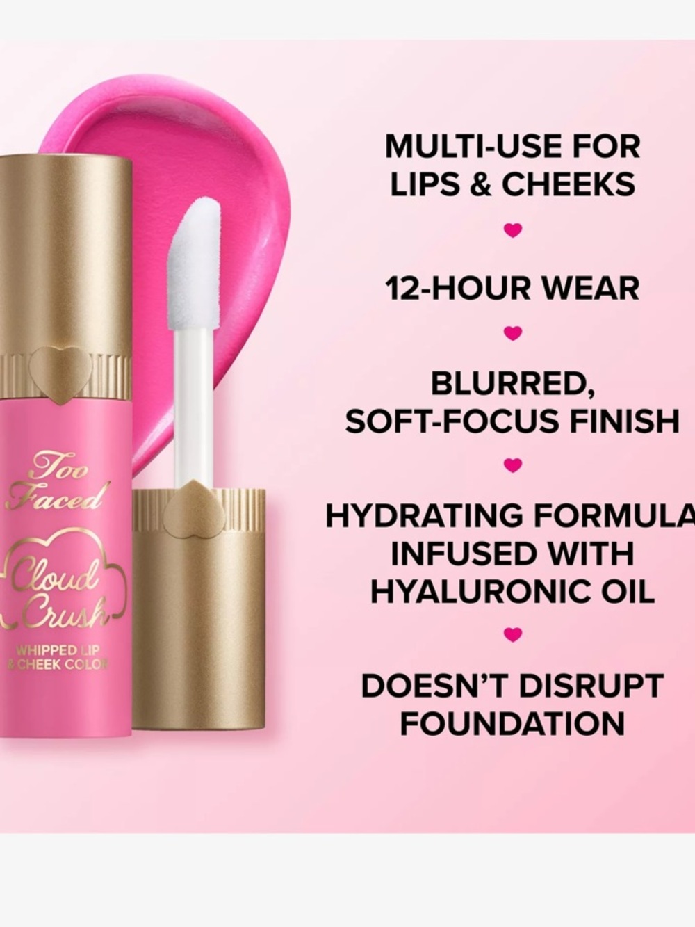 ⚡️❄️Too Faced Cloud Crush Whipped Lip & Cheek Colour Bed Of Roses - Picture 7 of 9